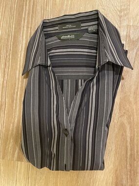 Eddie Bauer womens Black & Gray Striped Shirt
